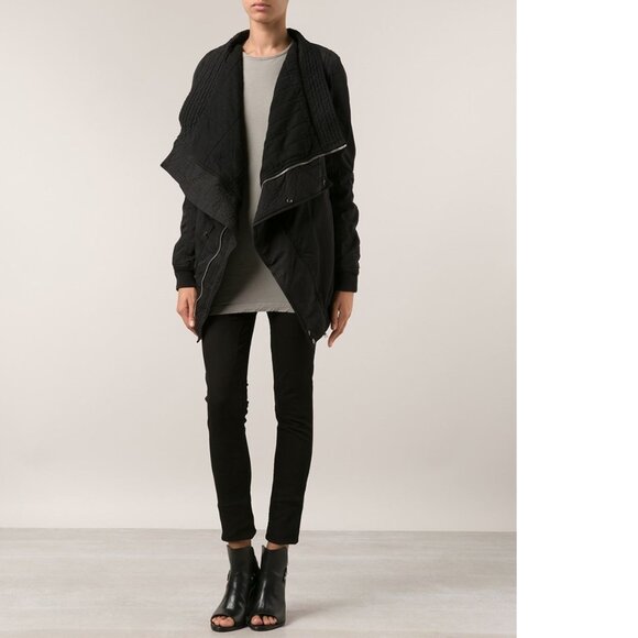 RICK OWENS F/W 2013 PLINTH • DRKSHDW EXPLODER Black Bomber Coat • S